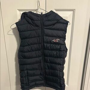 Hollister Navy Puffer Hooded Vest
